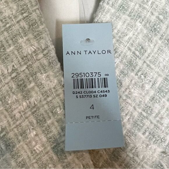 Ann Taylor Sage Fringe Tweed Double Breasted Blazer Jacket - Picture 4 of 6